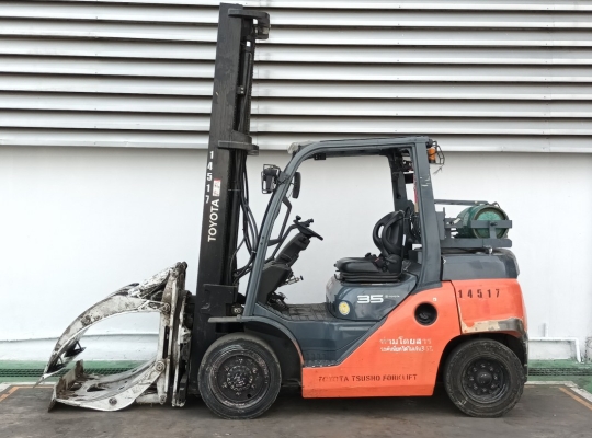 รถโฟล์คลิฟท์แก๊สโซลีนมือสอง Toyota 8FG35N ยกได้ 3.5 ตัน เสาสูง 5 เมตร | No 14517